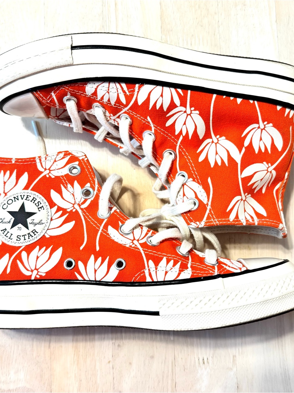 Converse Chucks 70 High Orange Summer Spirit Bright Poppy Women's 8 Floral